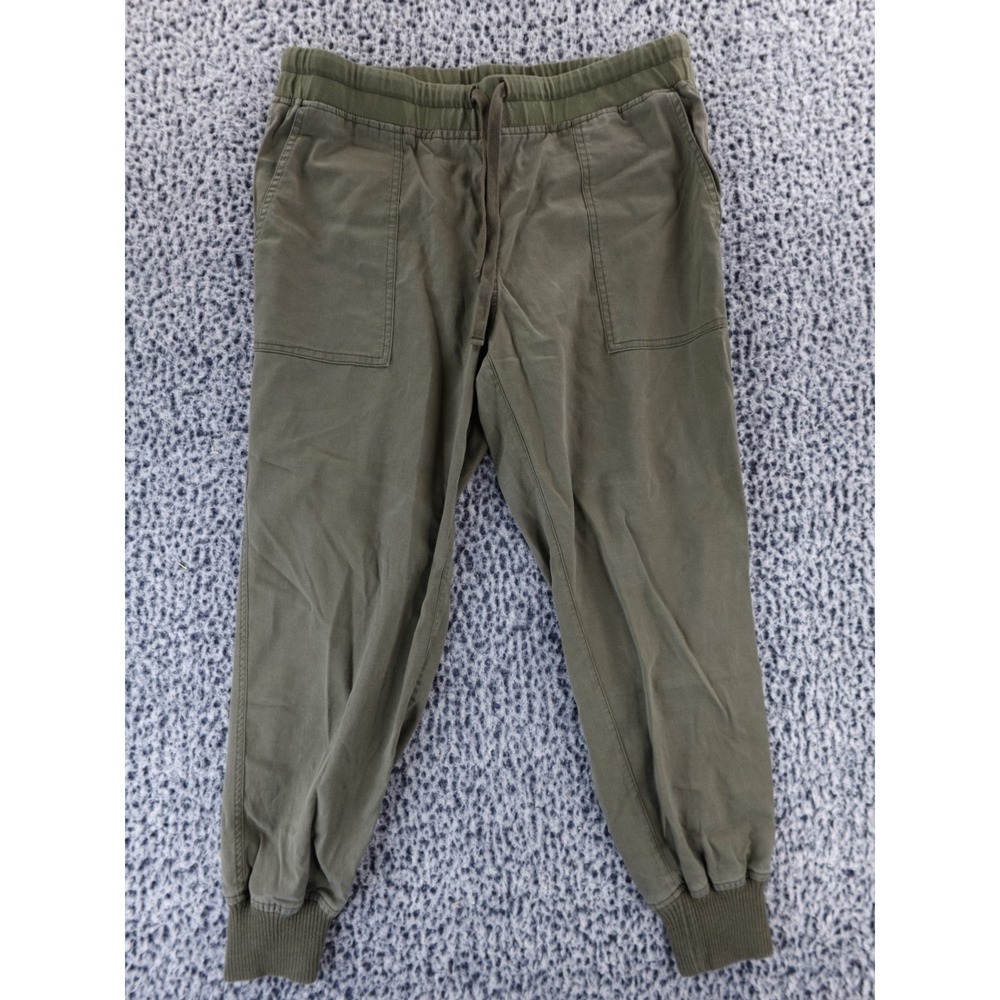 Roots Women Olive Green Jogger Pants Cargo‎ Pockets Drawstring Waist Size L G